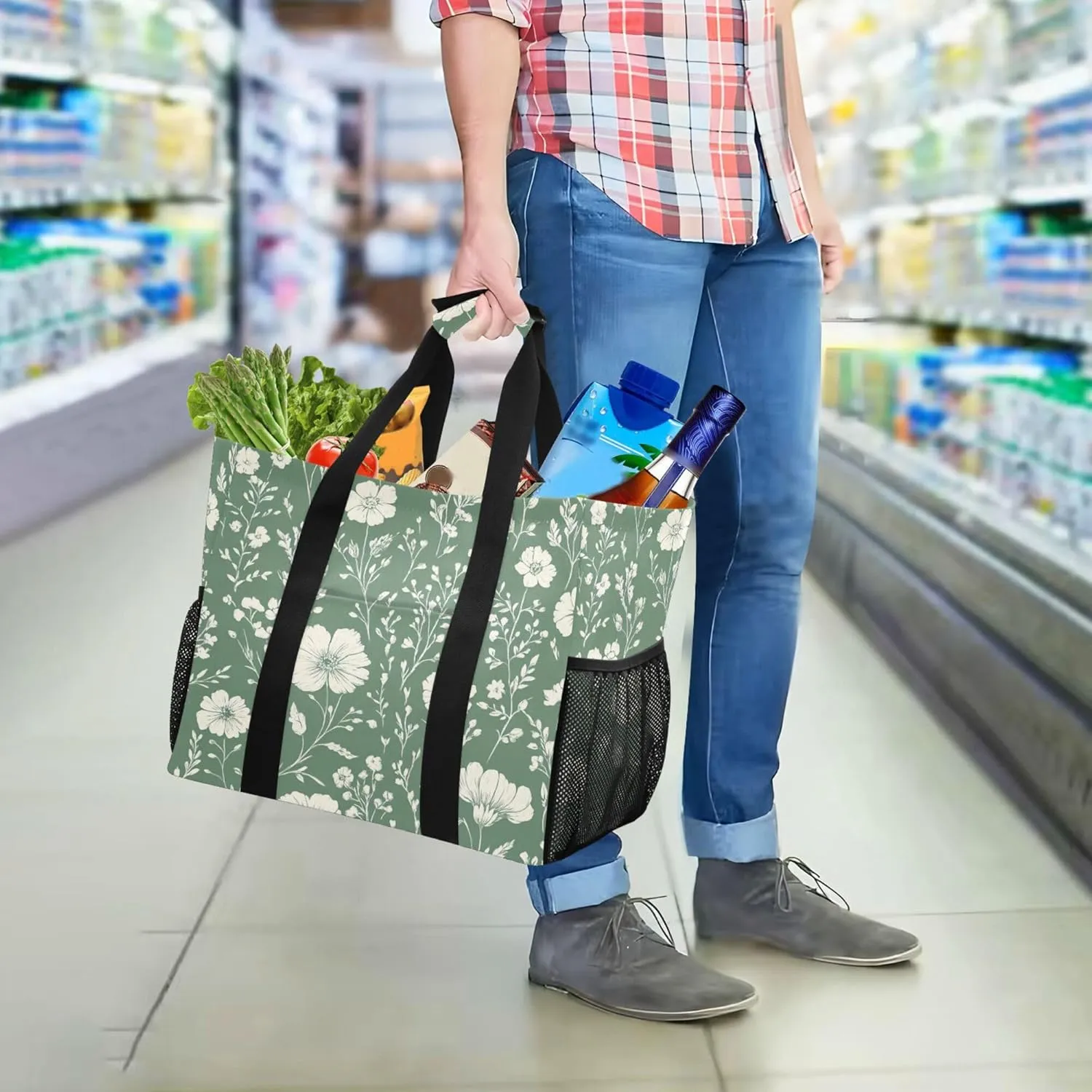 KLL Utility Bags And Totes with Handles Foldable With Compartments Car Totes