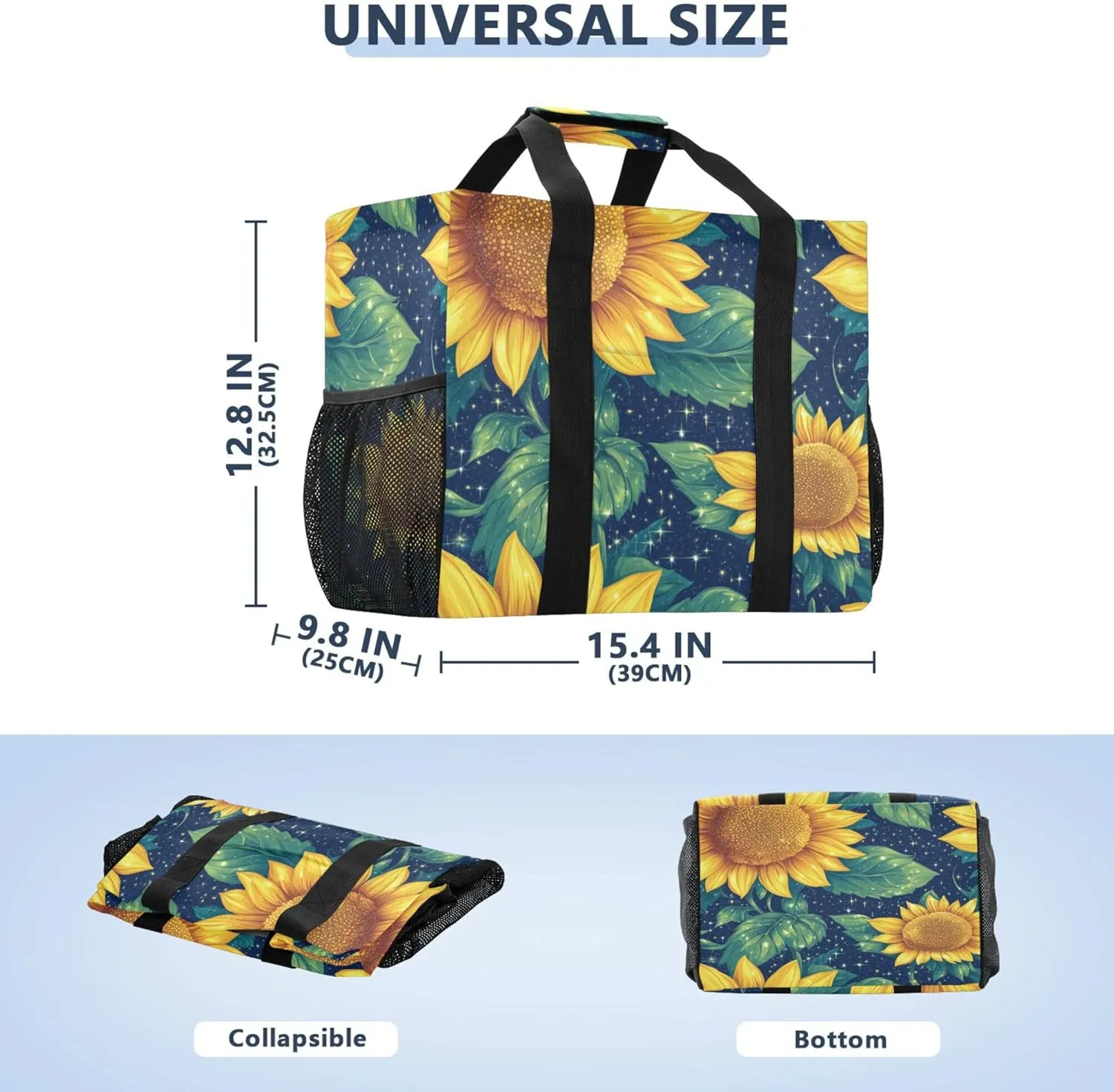 KLL Utility Beach Tote with Handles Foldable With Pockets Car Totes