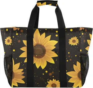 KLL Utility Beach Tote with Handles Foldable With Pockets Car Totes