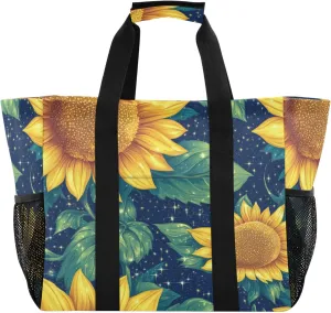 KLL Utility Beach Tote with Handles Foldable With Pockets Car Totes