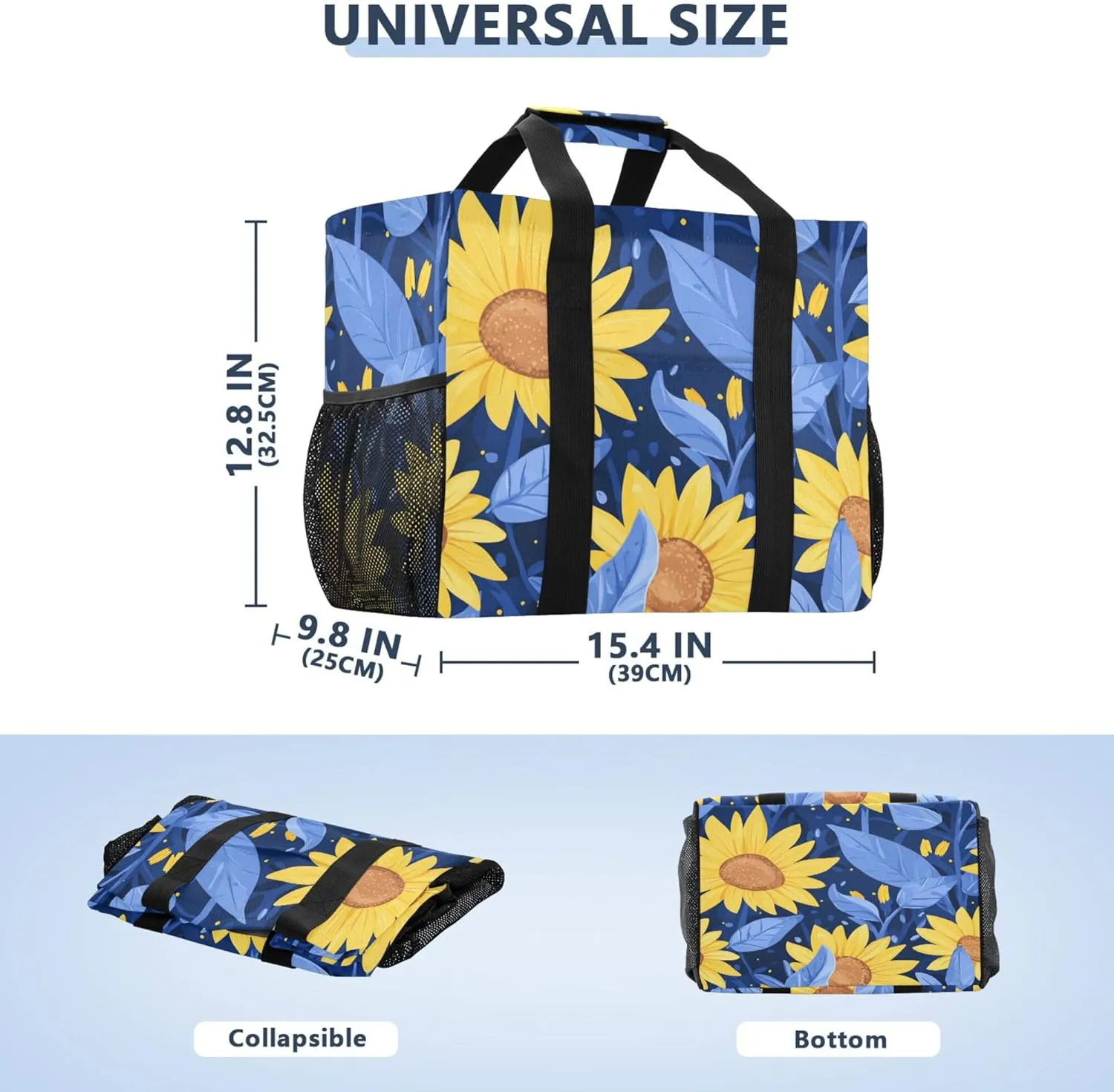 KLL Utility Beach Tote with Handles Foldable With Pockets Car Totes