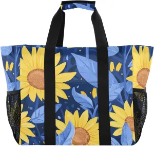 KLL Utility Beach Tote with Handles Foldable With Pockets Car Totes