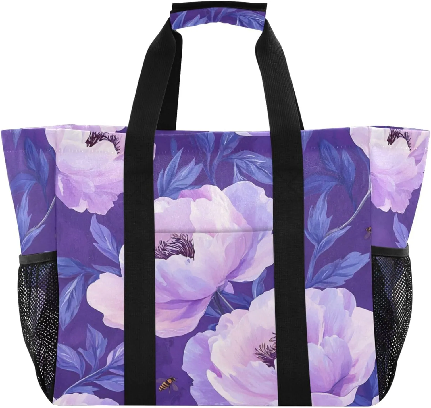 KLL Utility Beach Tote with Handles Foldable With Pockets Car Totes