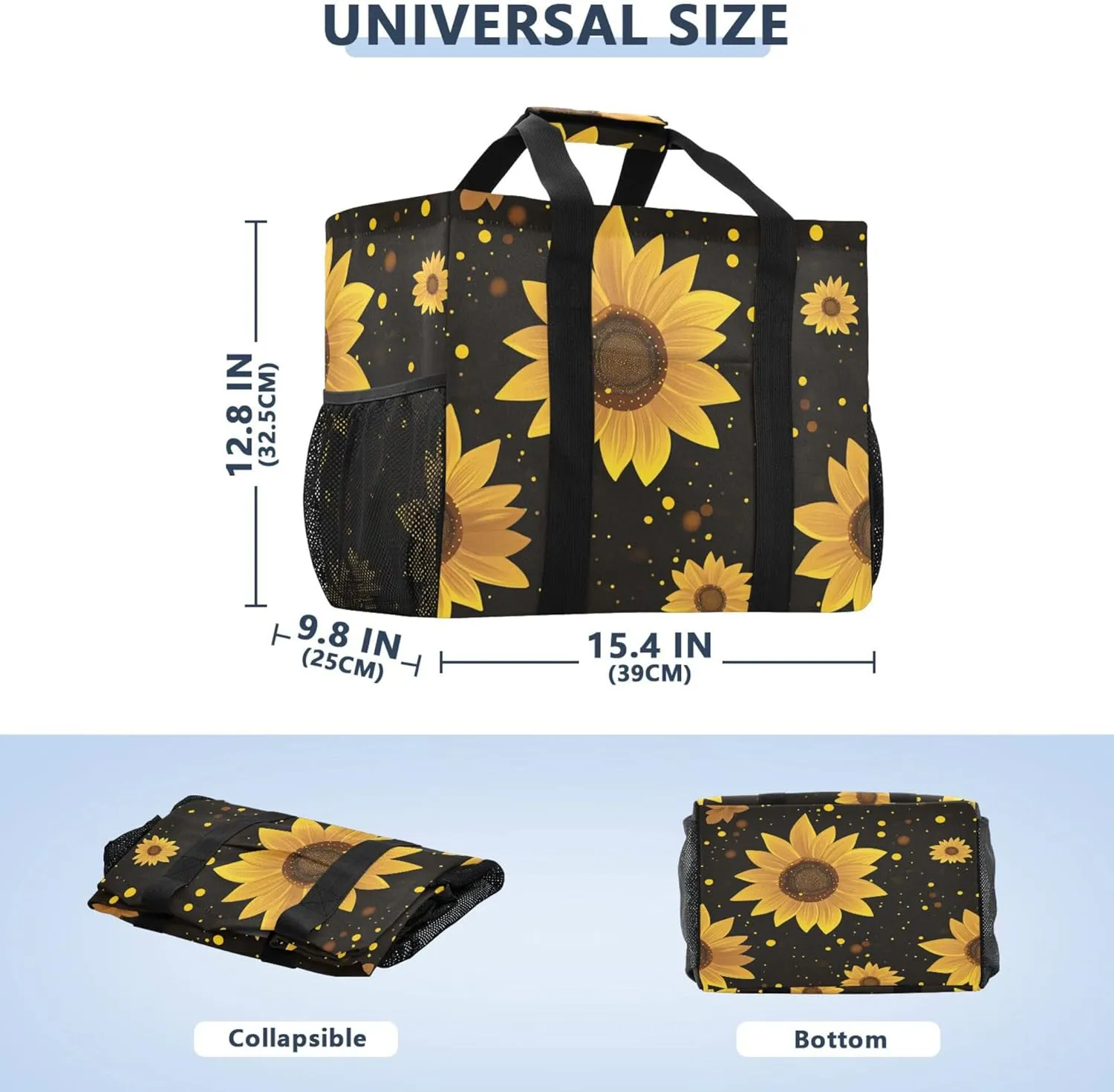 KLL Utility Beach Tote with Handles Foldable With Pockets Car Totes