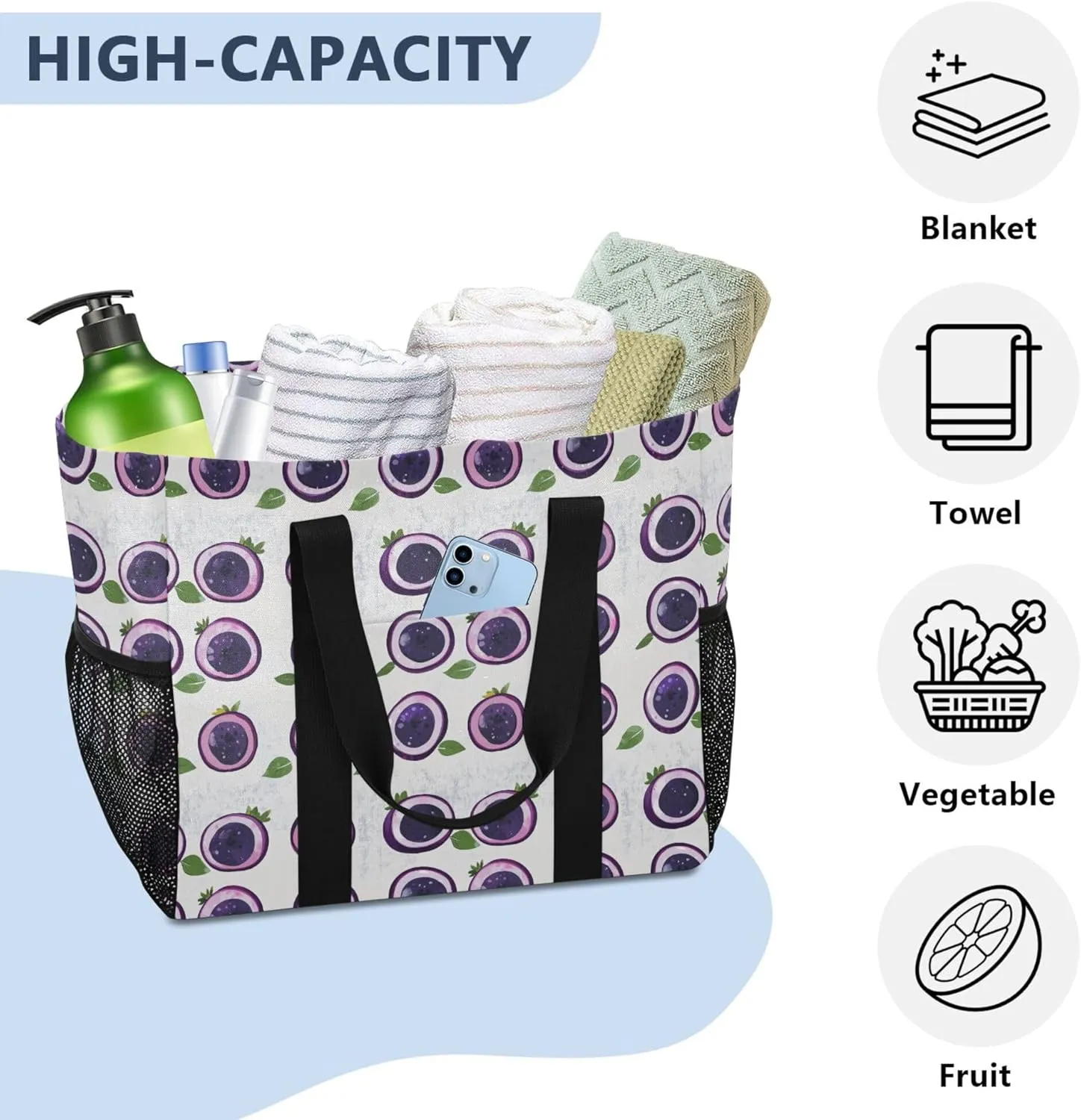 KLL Utility Tote with Handles Foldable With Compartments Car Totes