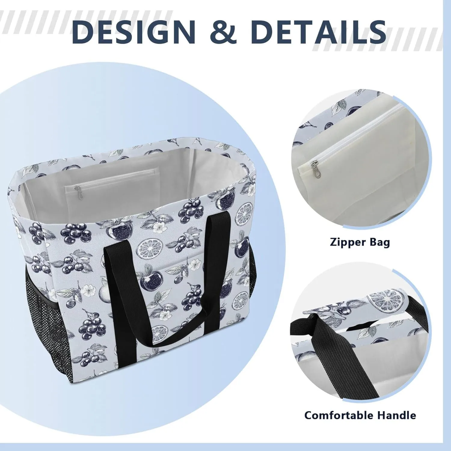 KLL Utility Tote with Handles Foldable With Compartments Car Totes