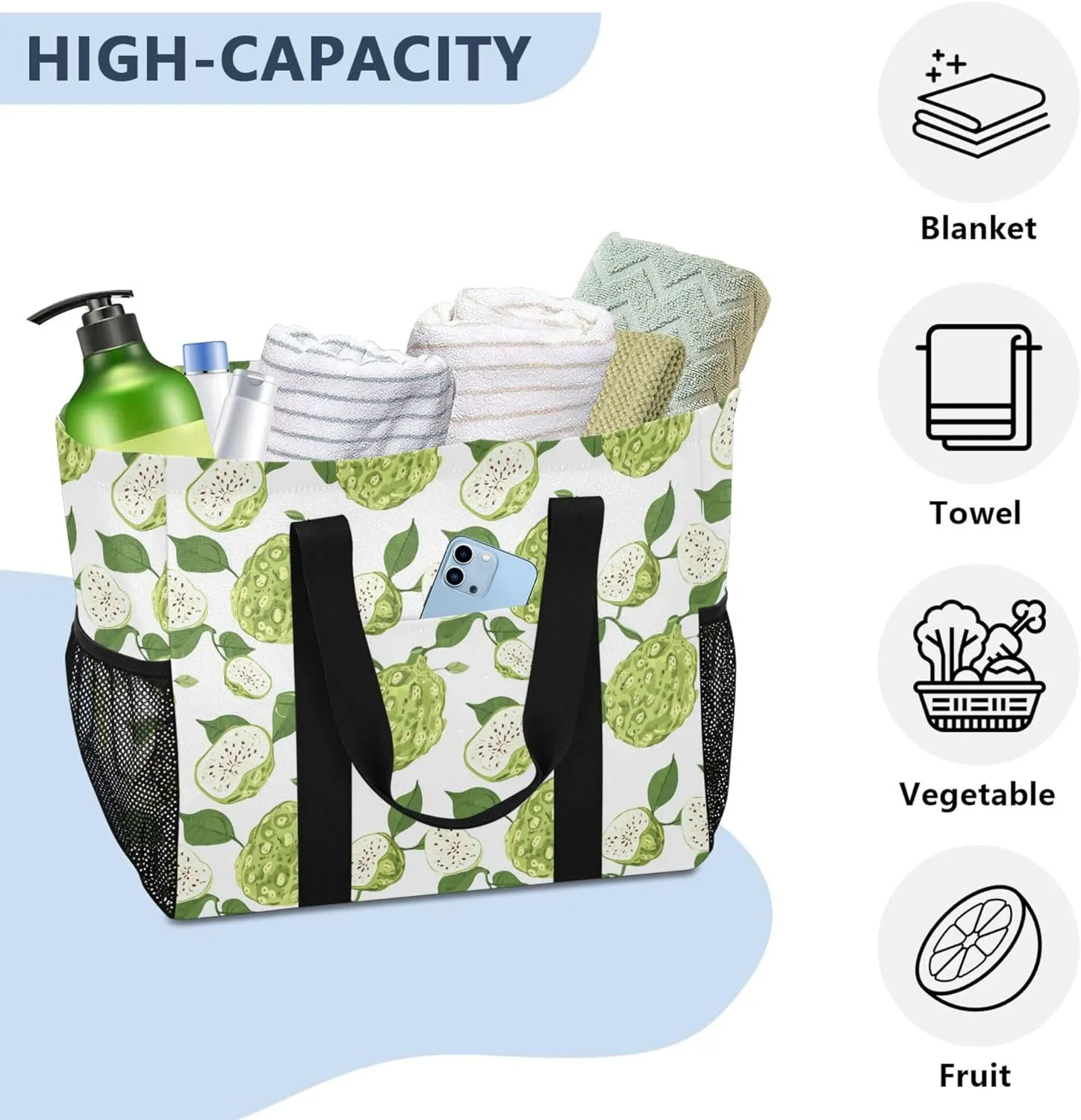 KLL Utility Tote with Handles Foldable With Compartments Car Totes
