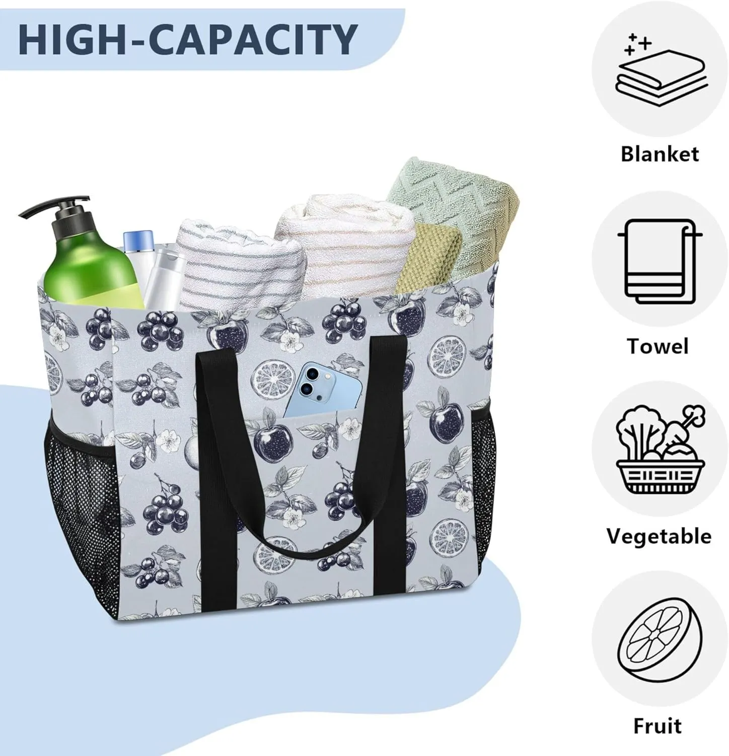 KLL Utility Tote with Handles Foldable With Compartments Car Totes