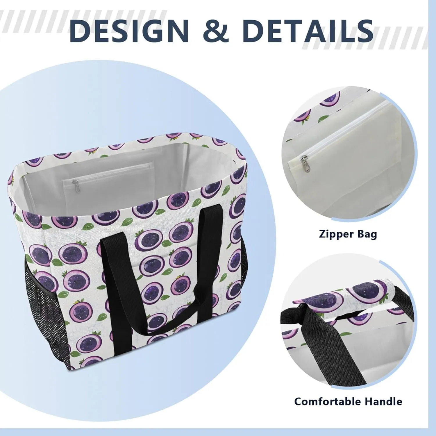KLL Utility Tote with Handles Foldable With Compartments Car Totes