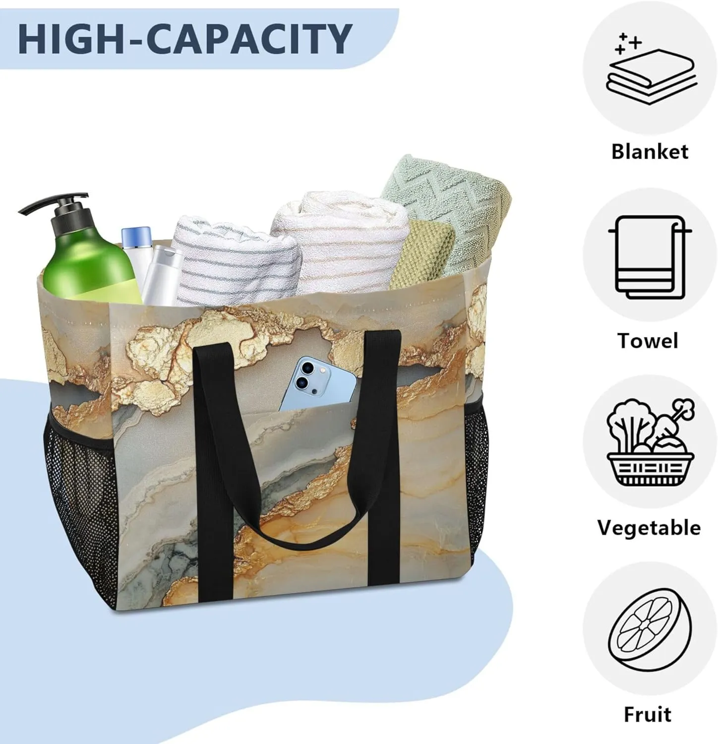 KLL Utility Totes Canvas Collapsable Water Resistant Reusable Grocery Bags