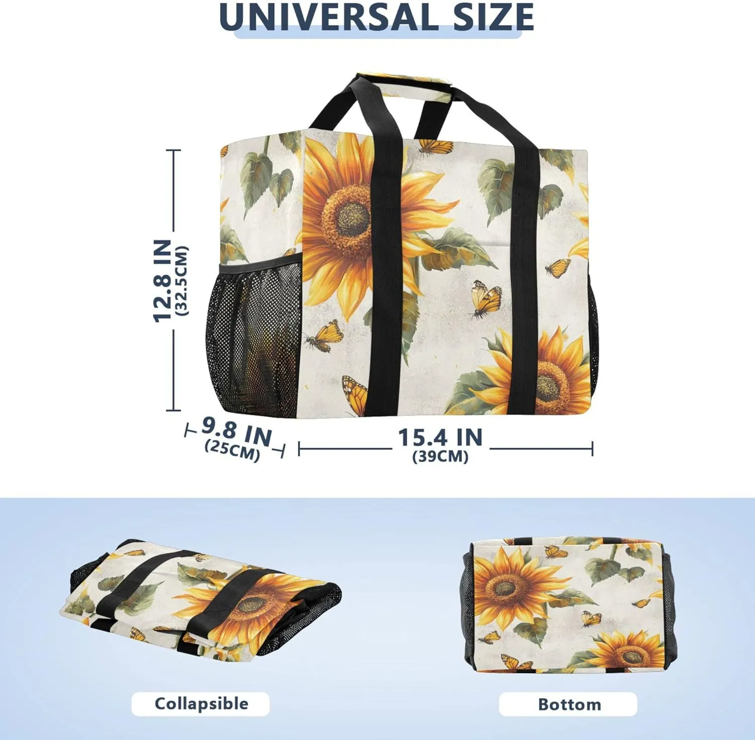 KLL Utility Totes Canvas Foldable With Compartments Resuable Grocery Bags