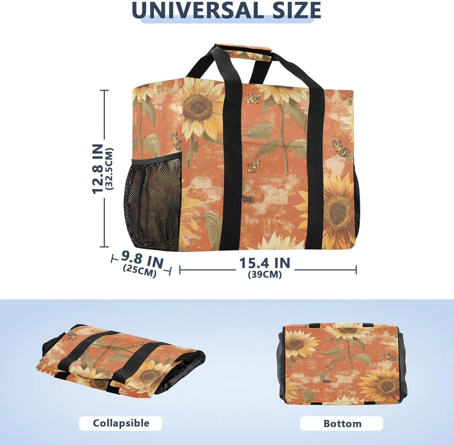 KLL Utility Totes Canvas Foldable With Compartments Resuable Grocery Bags