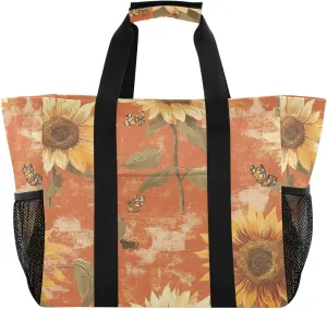 KLL Utility Totes Canvas Foldable With Compartments Resuable Grocery Bags