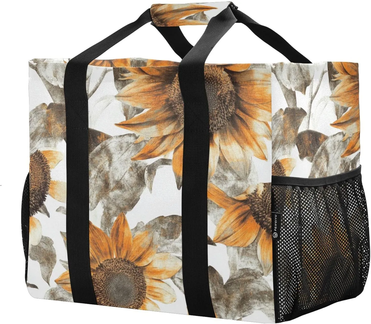 KLL Utility Totes Canvas Foldable With Compartments Resuable Grocery Bags