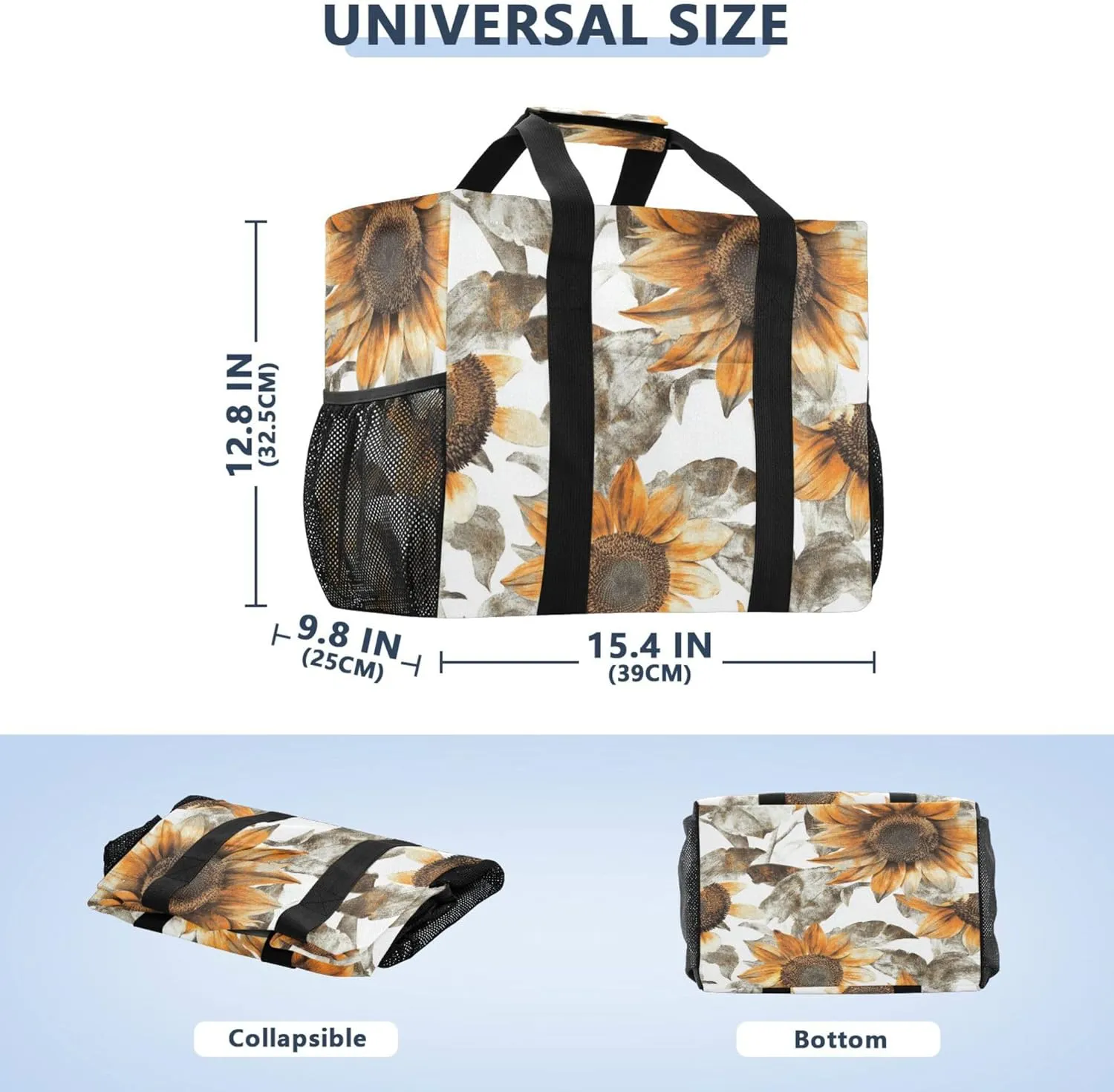 KLL Utility Totes Canvas Foldable With Compartments Resuable Grocery Bags