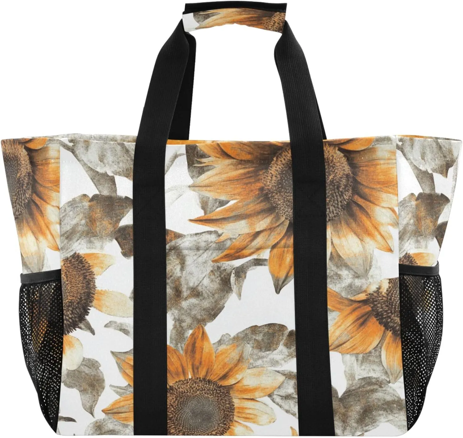 KLL Utility Totes Canvas Foldable With Compartments Resuable Grocery Bags
