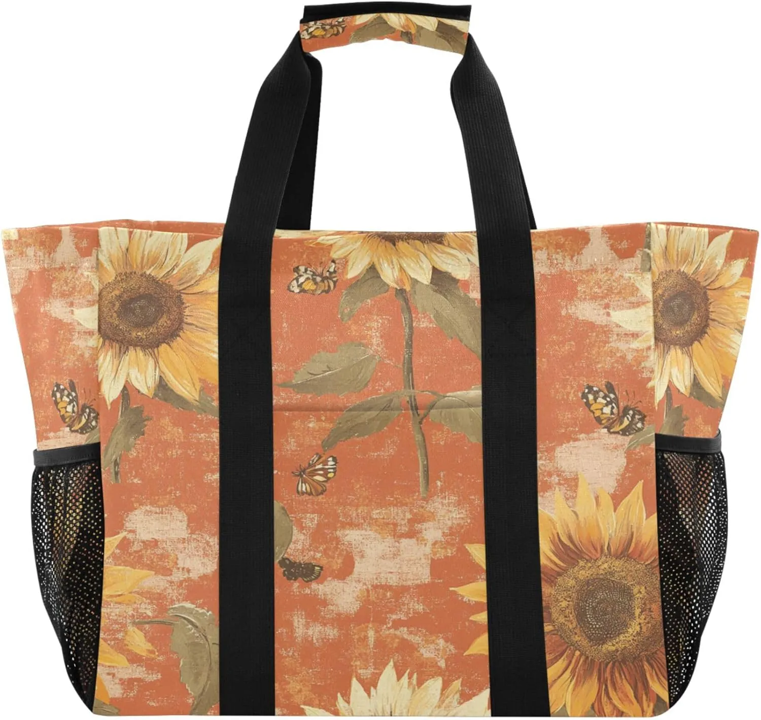 KLL Utility Totes Canvas Foldable With Compartments Resuable Grocery Bags