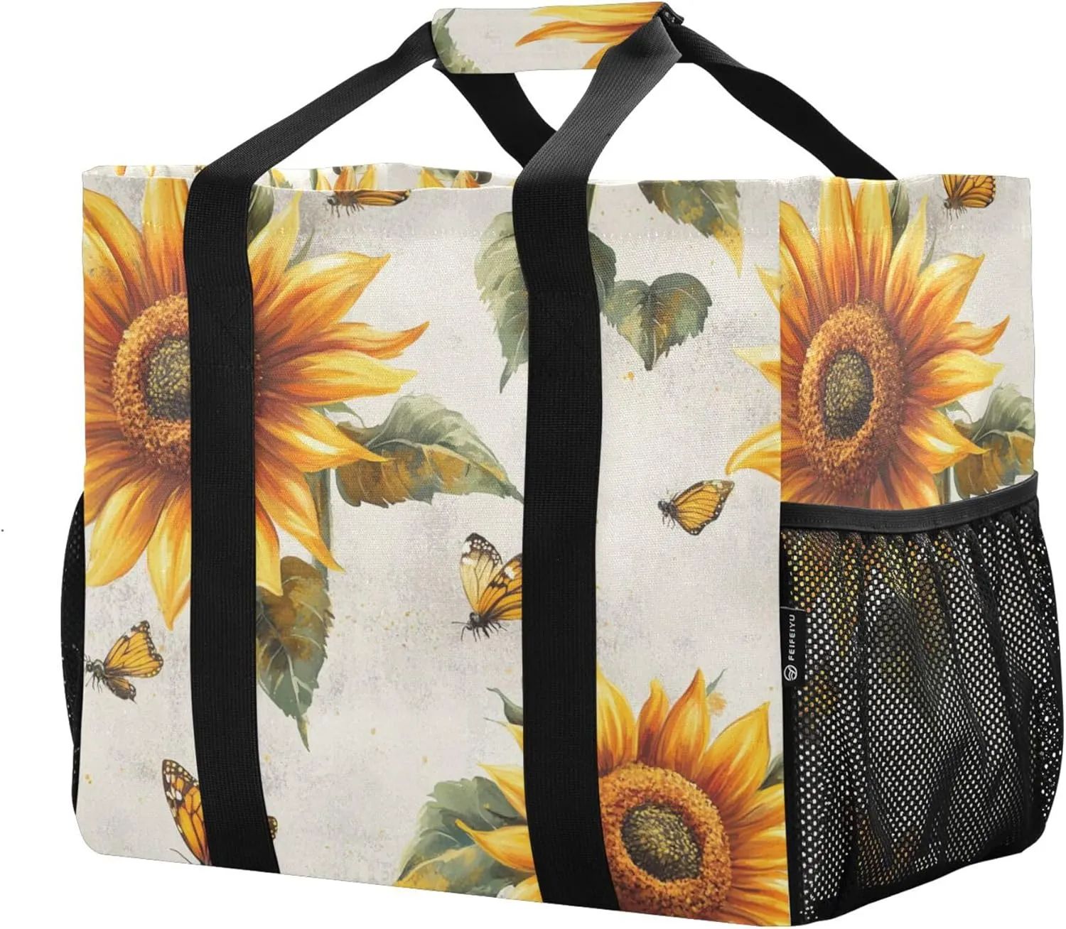 KLL Utility Totes Canvas Foldable With Compartments Resuable Grocery Bags