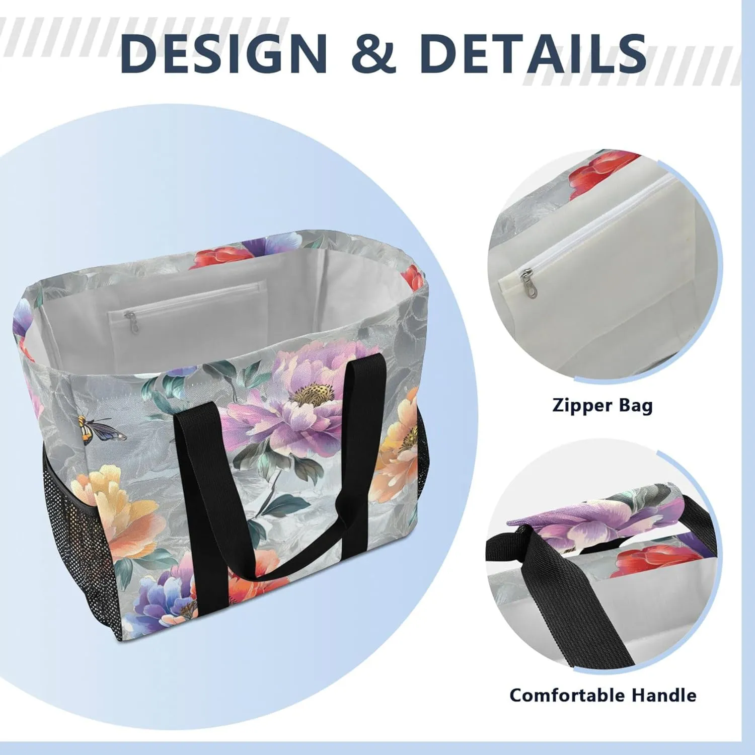 KLL Utility Totes with Handles Collapsable Water Resistant Carrier Bags