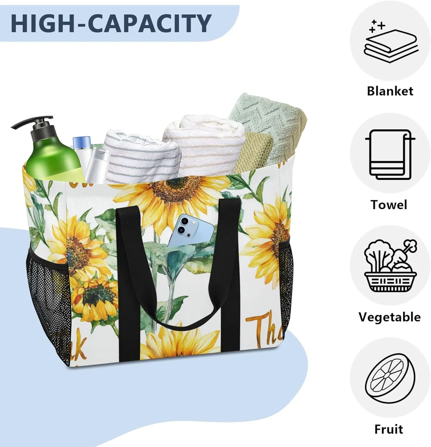 KLL Utility Totes with Handles Collapsable Water Resistant Carrier Bags