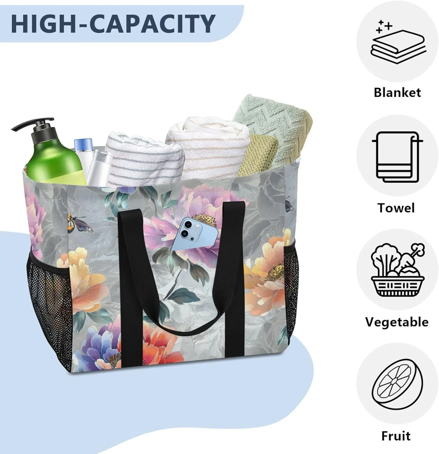 KLL Utility Totes with Handles Collapsable Water Resistant Carrier Bags