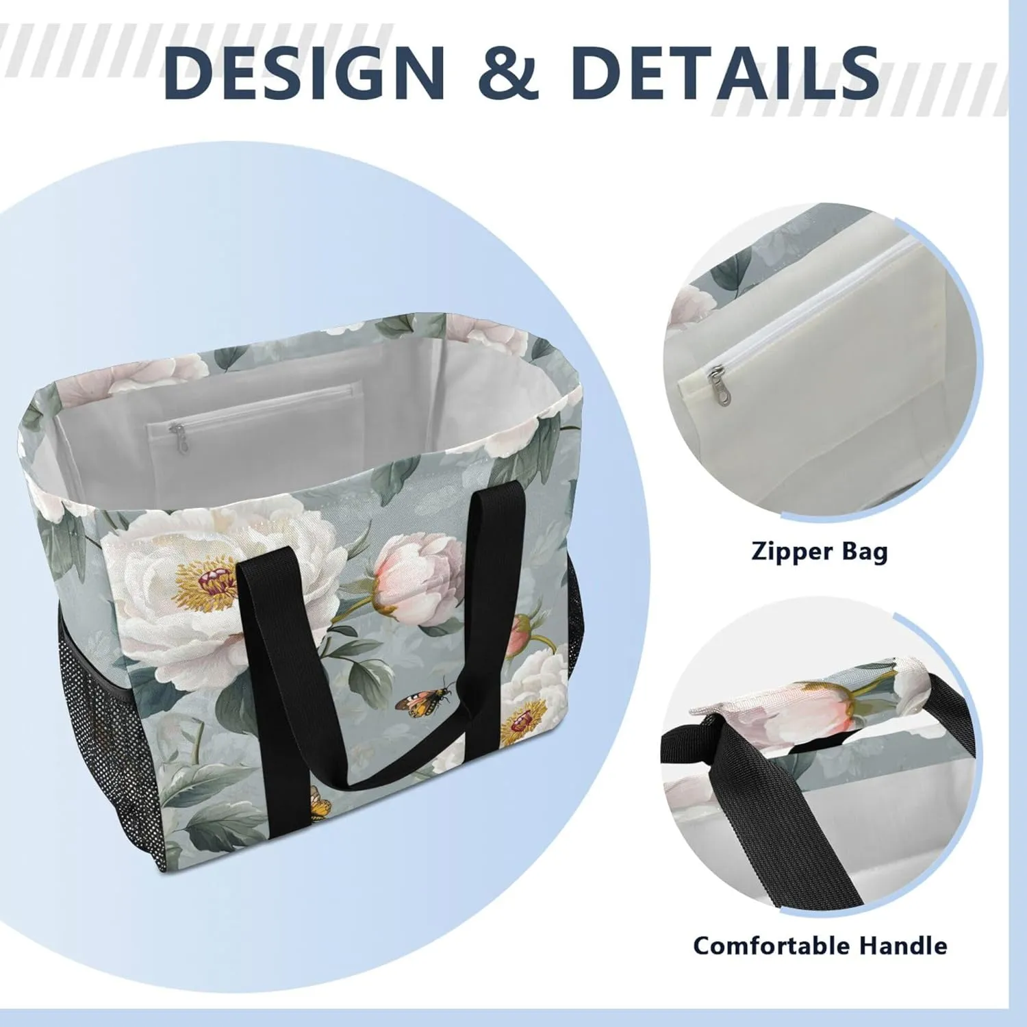 KLL Utility Totes with Handles Collapsable Water Resistant Carrier Bags