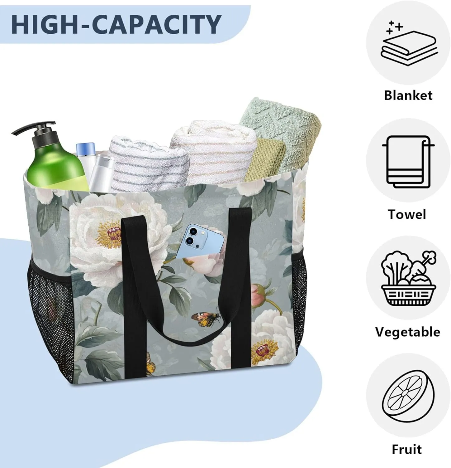 KLL Utility Totes with Handles Collapsable Water Resistant Carrier Bags