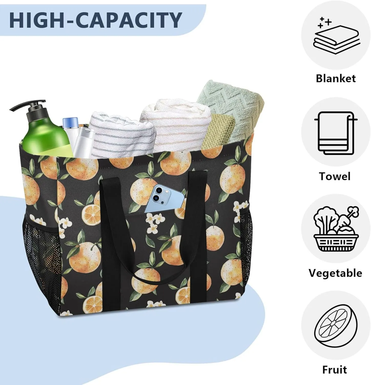 KLL Utility Totes with Handles Collapsable With Compartments Laundry Bag