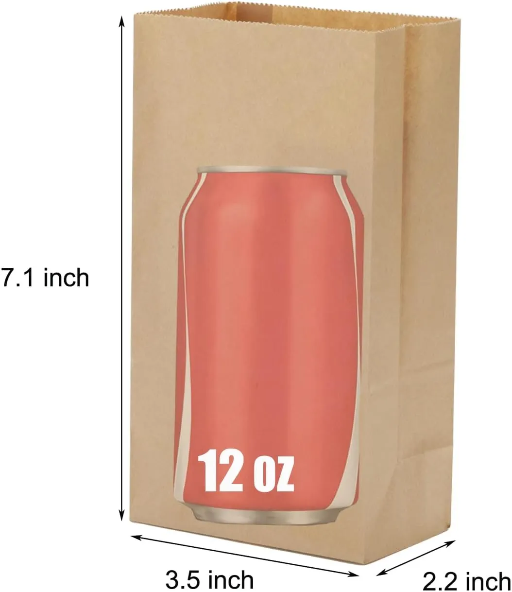 Kraft Brown Paper Bags Mini Size 50 Pcs 3.5 * 2.2 * 7.1 Inches Party Favor Gift Wrapping Bags Bulk