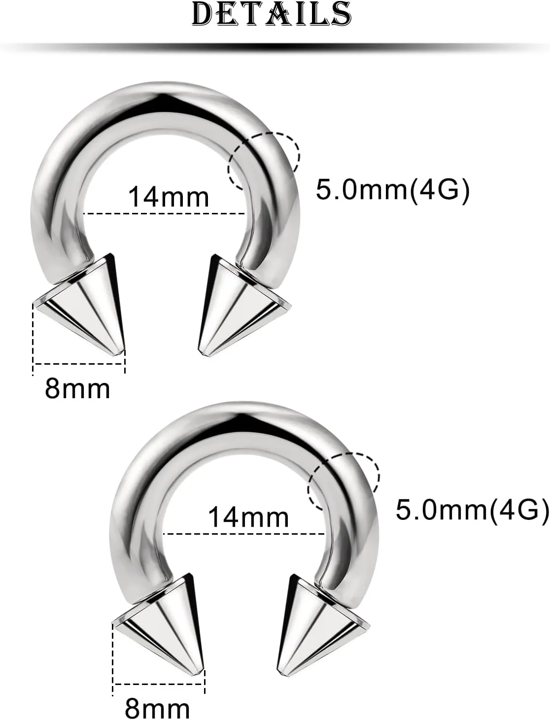 Kridzisw 8G 6G 4G 2G Titanium Septum Ring Gauges Earring Stretching kit 8 Gauge Hypoallergenic Lobe Hoop Earring Medical Implant Grade Large Septum Nose Ring Piercing Jewelry for Women Men