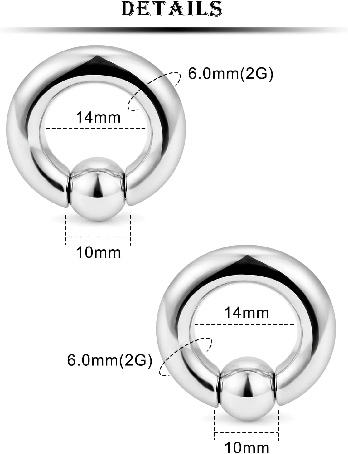 Kridzisw 8G 6G 4G 2G Titanium Septum Ring Gauges Earring Stretching kit Hypoallergenic Lobe Hoop Earring Medical Implant Grade Large Septum Nose Ring Piercing Jewelry for Women Men