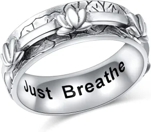 Ladytree Anxiety Relieve Rings 925 Sterling Silver Spinner Fidget Ring Worry Stress Relieving Boredom ADHD Autism Ring Platinum Plated Jewelry Birthday Gifts for Women Men