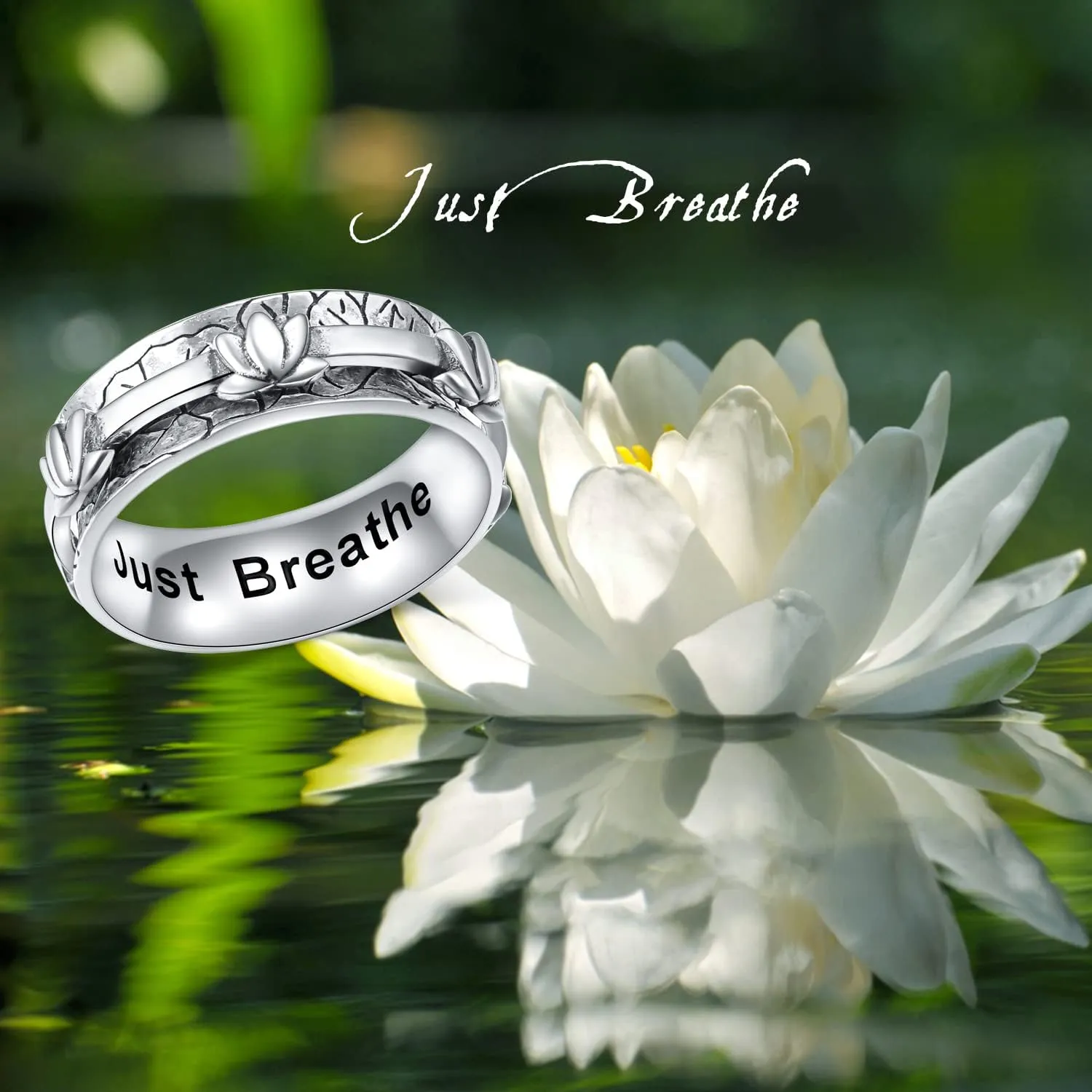 Ladytree Anxiety Relieve Rings 925 Sterling Silver Spinner Fidget Ring Worry Stress Relieving Boredom ADHD Autism Ring Platinum Plated Jewelry Birthday Gifts for Women Men