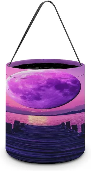 Landscape Bridge Full Moon Halloween Candy Bag Candy Tote Bucket Gift Bags Party Supplies for Women Men