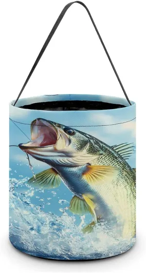 Largemouth Bass Fish Jumping Out Halloween Candy Bag Candy Tote Bucket Gift Bags Party Supplies for Women Men