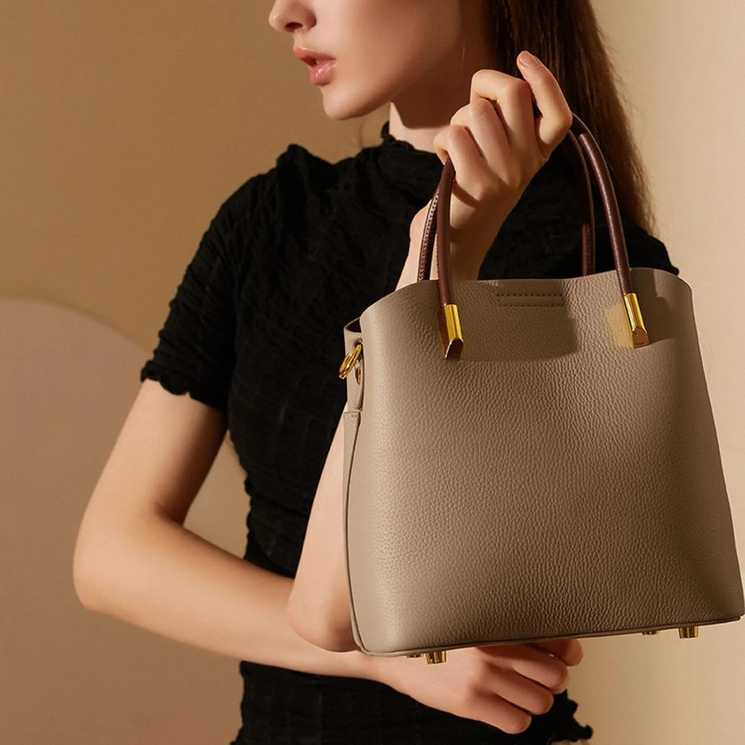 Leather Bucket Bags, Women's Handbags, Crossbody Bags, Cowhide Bags