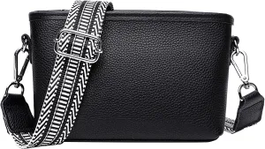 Leather Crossbody Bags for Women Crossbody Purses and Handbags Lightweight Pocketbook Womens Elegant Evening Bag(Black)