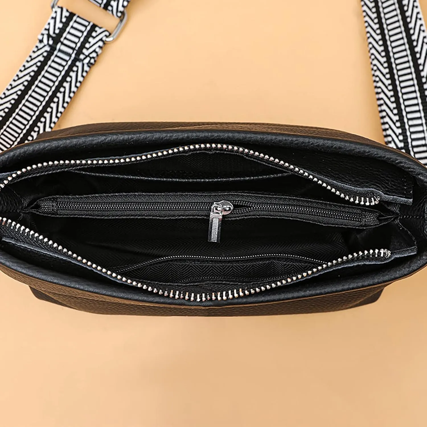 Leather Crossbody Bags for Women Crossbody Purses and Handbags Lightweight Pocketbook Womens Elegant Evening Bag(Black)