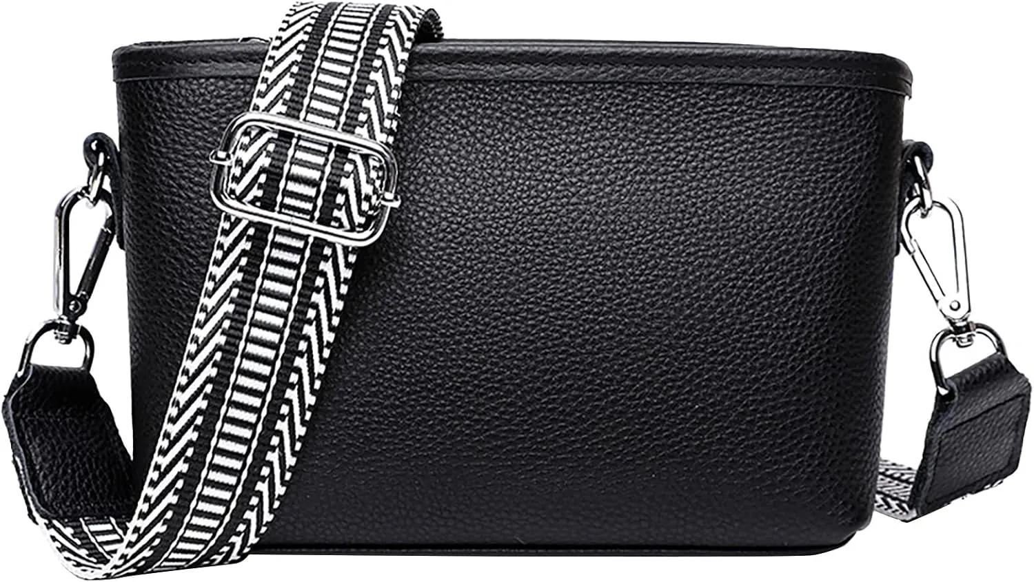 Leather Crossbody Bags for Women Crossbody Purses and Handbags Lightweight Pocketbook Womens Elegant Evening Bag(Black)