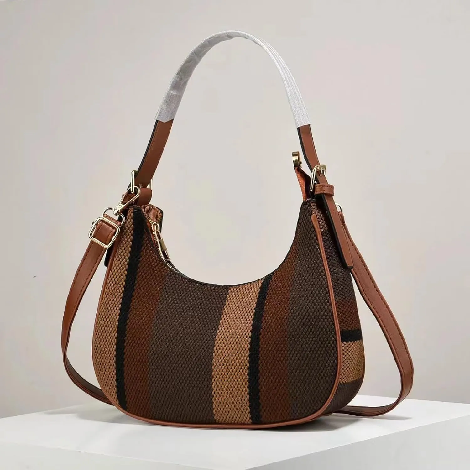 Leather Purses Shoulder Bag Simple Contrast Color Underarm Bag Fashionable And Stylish Large Capacity Canvas Crossbody