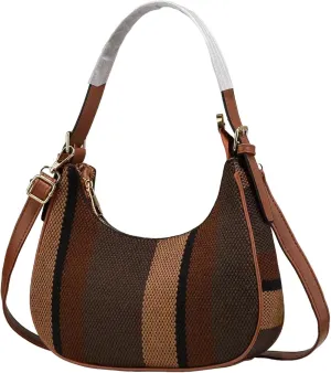 Leather Purses Shoulder Bag Simple Contrast Color Underarm Bag Fashionable And Stylish Large Capacity Canvas Crossbody