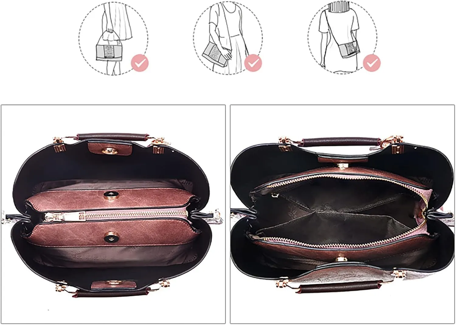 Leather Shoulder Handbag Tote Purses Solid Color Women's Fashion CrossShoulder Handbag