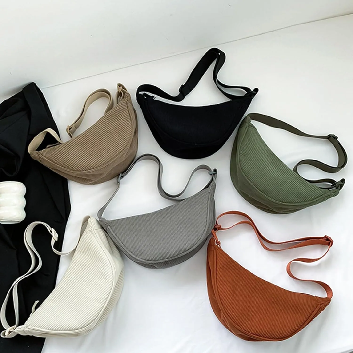 Leather Trendy Purse Women's Fashion Solid Color Cordulet Crossbody Bag Dumpling Bag Lightweight Underarm