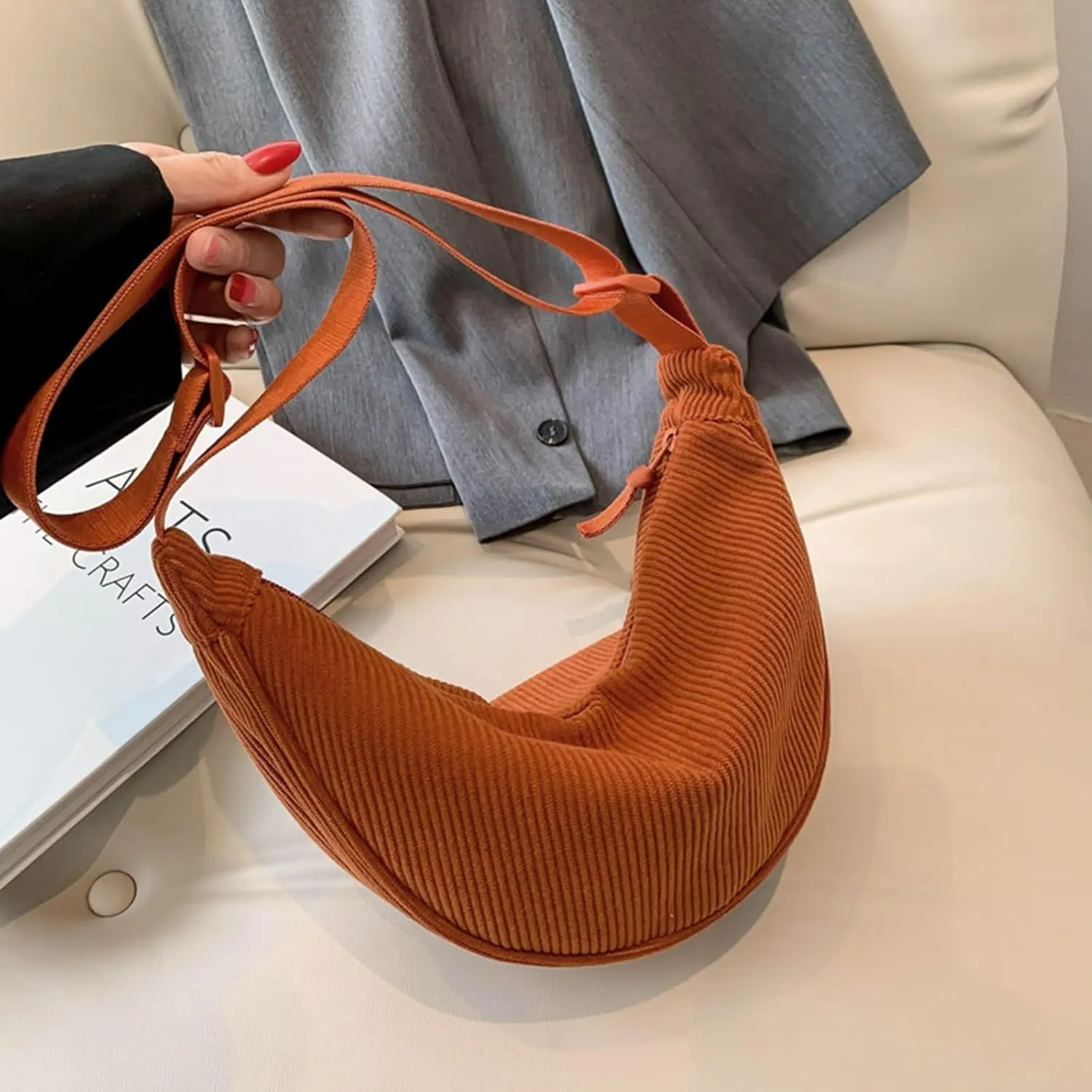 Leather Trendy Purse Women's Fashion Solid Color Cordulet Crossbody Bag Dumpling Bag Lightweight Underarm