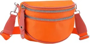 Lightweight Nylon Fabric Women's Bags Fashion Ladies Shoulder Crossbody Bags Casual Shopping Waist (Orange, One Size)
