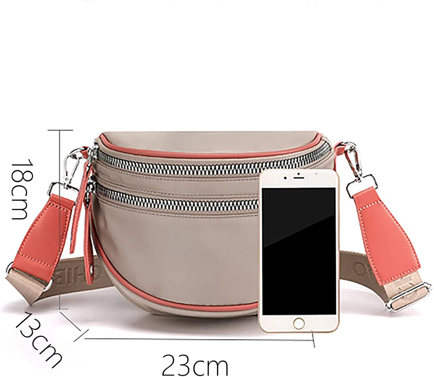 Lightweight Nylon Fabric Women's Bags Fashion Ladies Shoulder Crossbody Bags Casual Shopping Waist (Orange, One Size)