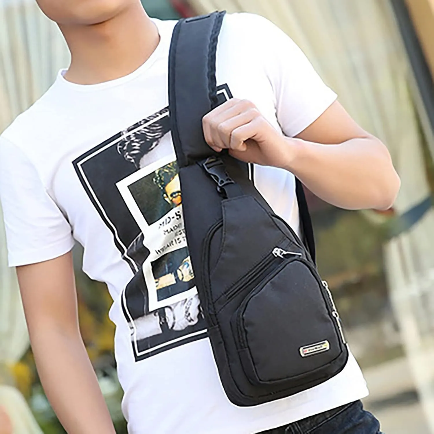 Lightweight Small Crossbody Bag for Women Men Cross Body Shoulder Bags with Keyholder Waterproof Backpack(Black)