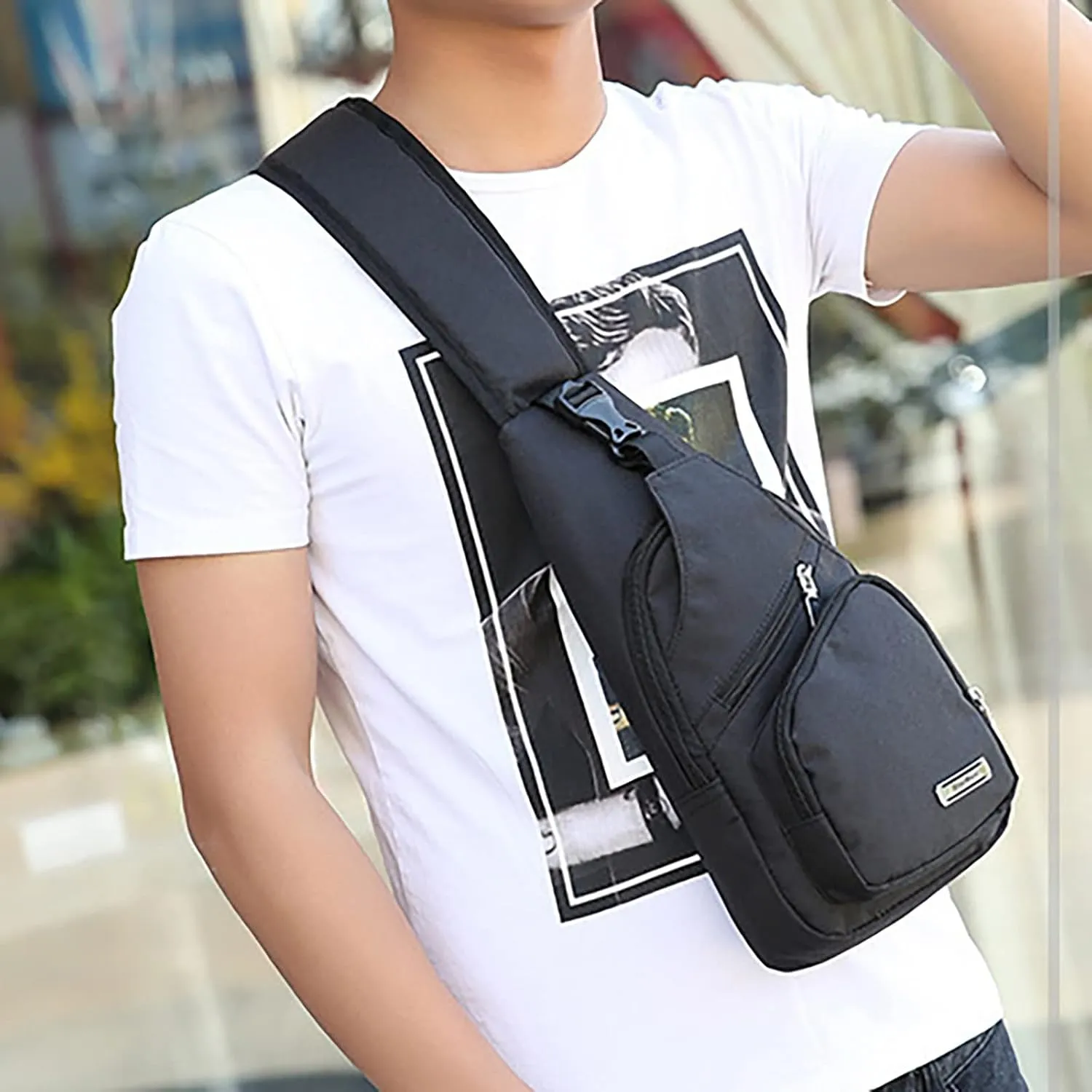Lightweight Small Crossbody Bag for Women Men Cross Body Shoulder Bags with Keyholder Waterproof Backpack(Black)