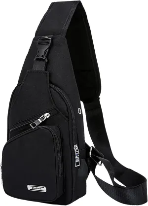 Lightweight Small Crossbody Bag for Women Men Cross Body Shoulder Bags with Keyholder Waterproof Backpack(Black)