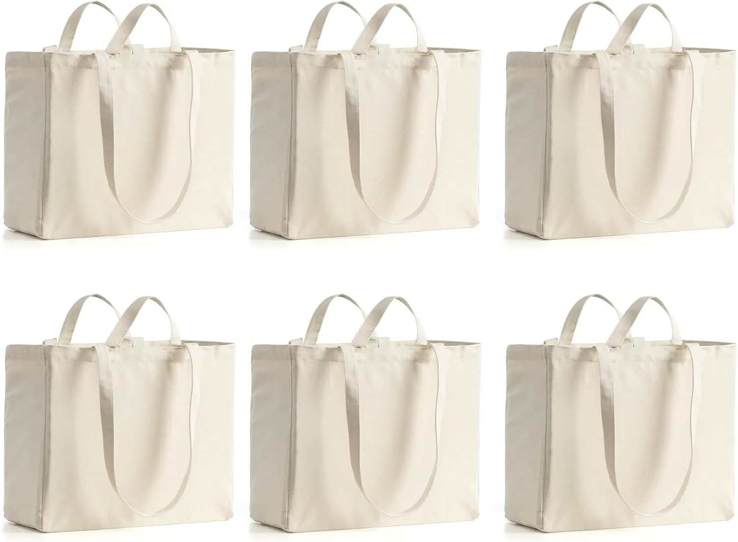 LINICE Reusable Grocery Bags Shopping Bags for Groceries Foldable Heavy Duty Canvas Tote Bag Washable Canvas Bag with Handles (6 Pack)